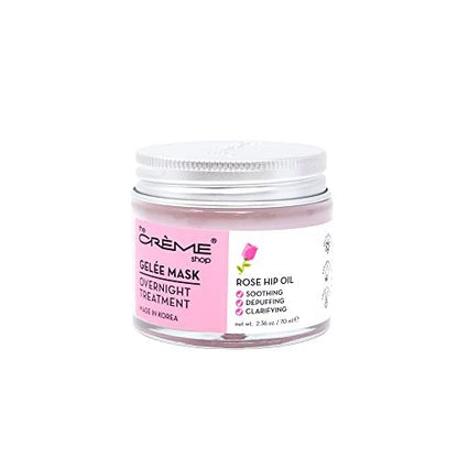 The Crème Shop Rose Hip Oil Gelée Overnight Face Mask – Hydrating & Anti-Puffiness Sleeping Mask, 2.36 oz