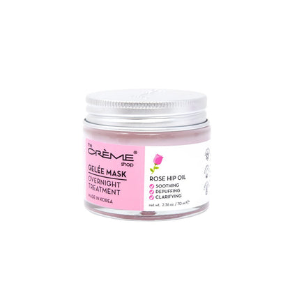 The Crème Shop Rose Hip Oil Gelée Overnight Face Mask – Hydrating & Anti-Puffiness Sleeping Mask, 2.36 oz