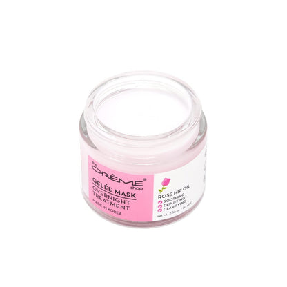 The Crème Shop Rose Hip Oil Gelée Overnight Face Mask – Hydrating & Anti-Puffiness Sleeping Mask, 2.36 oz