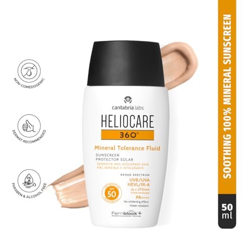 Heliocare 360 Mineral Tolerance Fluid SPF 50 - 50ml | Lightweight Sunscreen for Sensitive Skin Avelisse