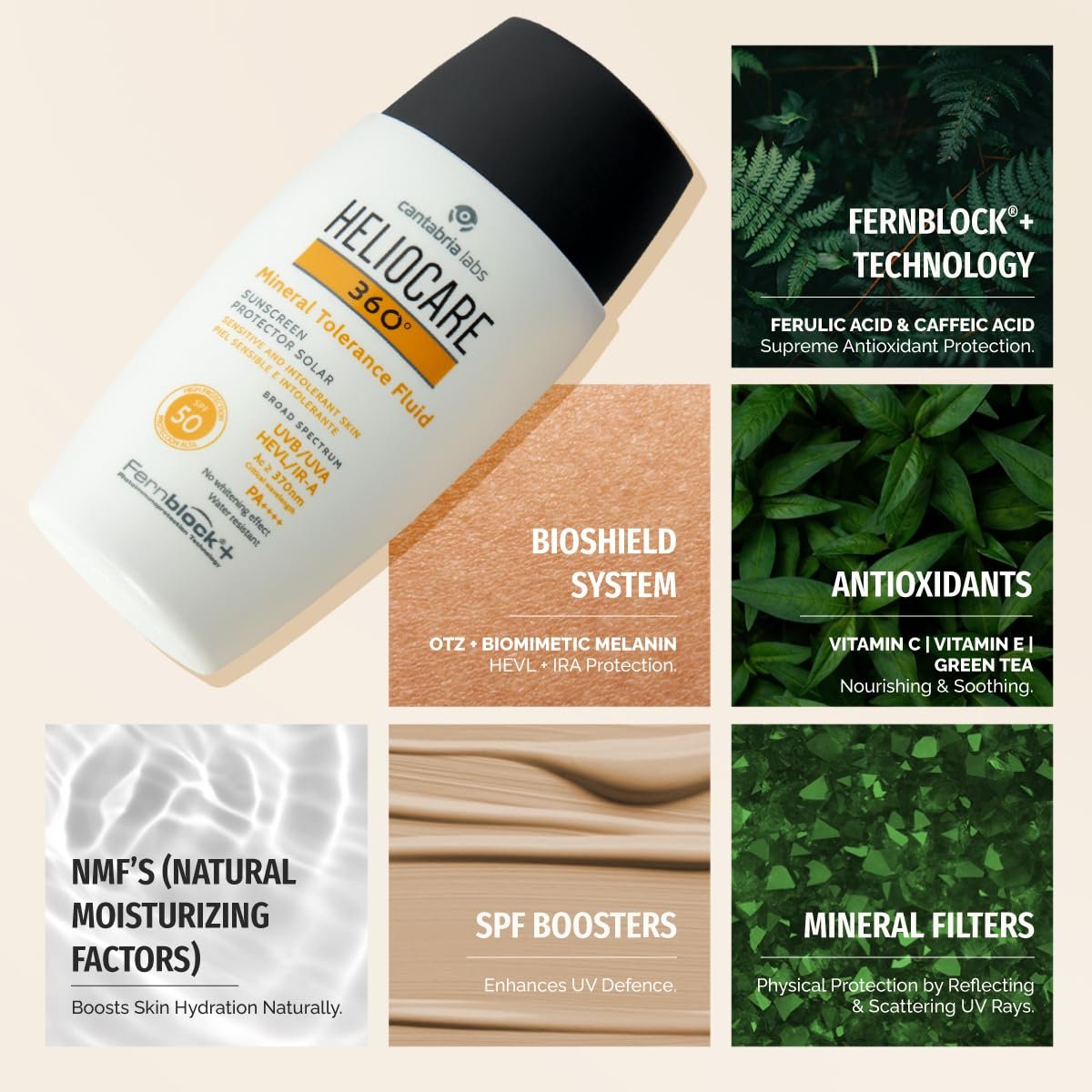 Heliocare 360 Mineral Tolerance Fluid SPF 50 - 50ml | Lightweight Sunscreen for Sensitive Skin Avelisse