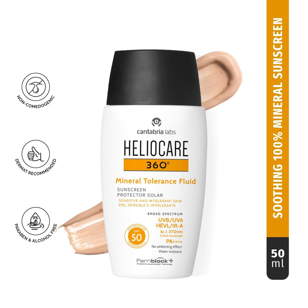 Heliocare 360 Mineral Tolerance Fluid SPF 50 - 50ml | Lightweight Sunscreen for Sensitive Skin Avelisse