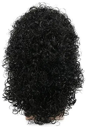karlery 70s 80s Mens Long Curly Black Wig Afro Punk Rocker Halloween Party Costume Wig Avelisse