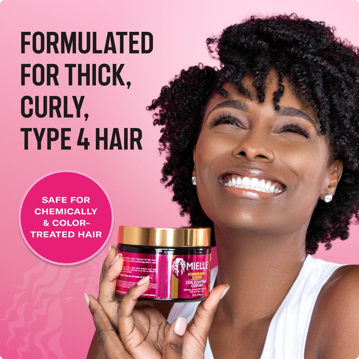 Mielle Organics Pomegranate & Honey Curl Cream - Coil Sculpting Custard for Type 4 Hair, 12 oz Avelisse