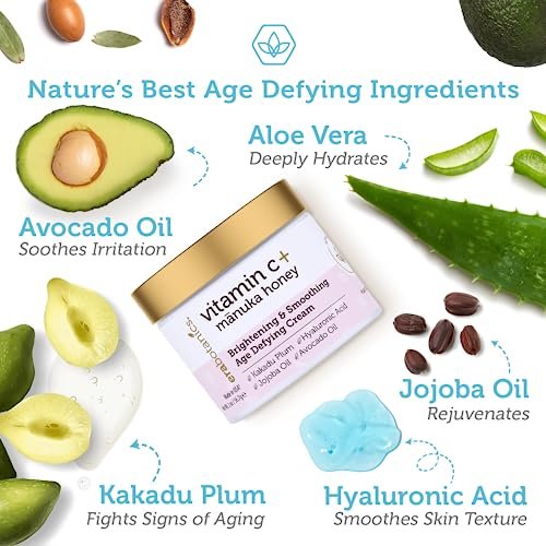 Era Organics Advanced Vitamin C Face Cream - Brightening & Nourishing with Jojoba Oil, Kakadu Plum for Fine Lines & Wrinkles Avelisse