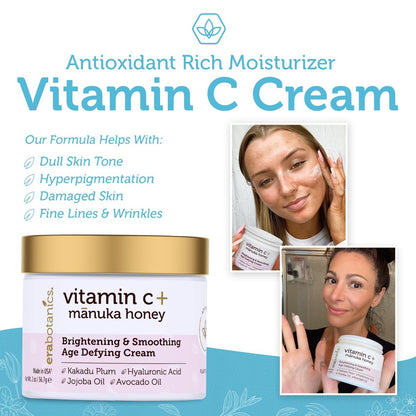Era Organics Advanced Vitamin C Face Cream - Brightening & Nourishing with Jojoba Oil, Kakadu Plum for Fine Lines & Wrinkles Avelisse