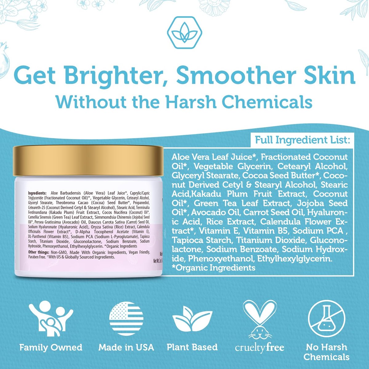 Era Organics Advanced Vitamin C Face Cream - Brightening & Nourishing with Jojoba Oil, Kakadu Plum for Fine Lines & Wrinkles Avelisse