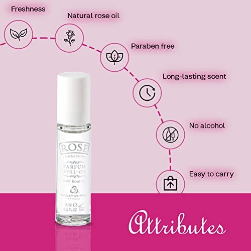 Bulgarian Rose Perfume Roll-On with Natural Rose Oil - Alcohol Free - Unisex Natural Fragrance - 9ml Avelisse