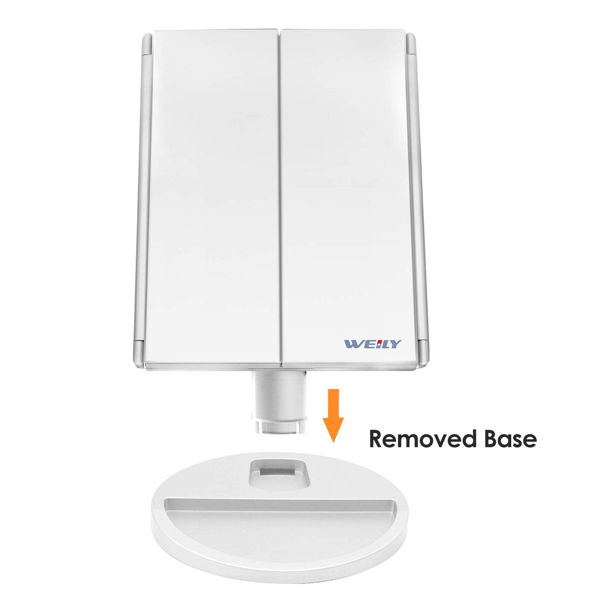 WEILY Makeup Vanity Mirror with 21 LED Lights, Tri-Fold 1x 2x 3x Magnification, Touch Screen, 180° Adjustable Rotation, USB Powered Countertop Mirror (White) Avelisse