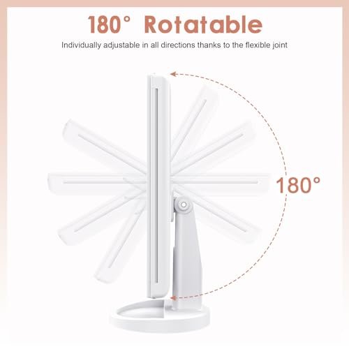 WEILY Makeup Vanity Mirror with 21 LED Lights, Tri-Fold 1x 2x 3x Magnification, Touch Screen, 180° Adjustable Rotation, USB Powered Countertop Mirror (White) Avelisse