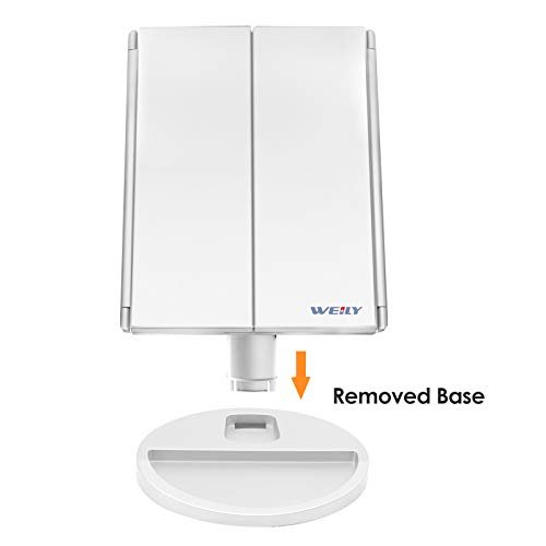 WEILY Makeup Vanity Mirror with 21 LED Lights, Tri-Fold 1x 2x 3x Magnification, Touch Screen, 180° Adjustable Rotation, USB Powered Countertop Mirror (White) Avelisse