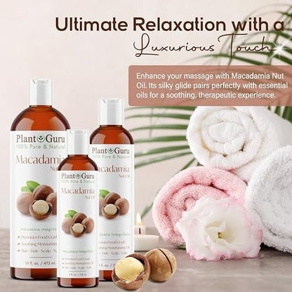 Plant Guru 100% Pure Cold Pressed Macadamia Nut Oil – 4 fl oz Natural Carrier Oil for Skin, Face, Body & Hair Moisturizer, DIY Creams, Lotions & Lip Balms