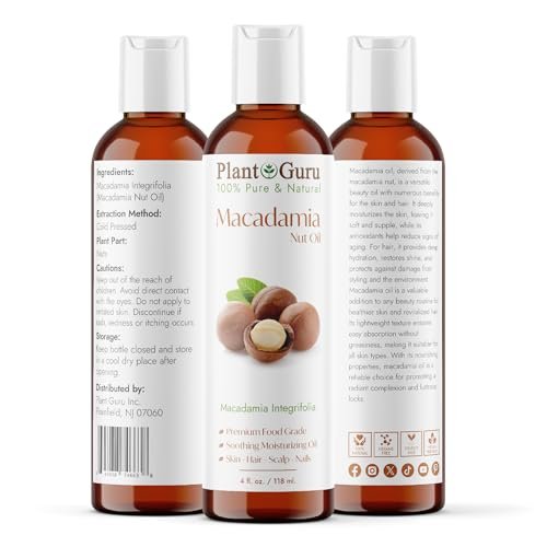 Plant Guru 100% Pure Cold Pressed Macadamia Nut Oil – 4 fl oz Natural Carrier Oil for Skin, Face, Body & Hair Moisturizer, DIY Creams, Lotions & Lip Balms - görsel 3