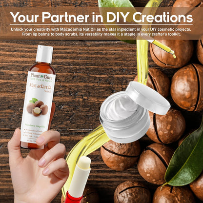 Plant Guru 100% Pure Cold Pressed Macadamia Nut Oil – 4 fl oz Natural Carrier Oil for Skin, Face, Body & Hair Moisturizer, DIY Creams, Lotions & Lip Balms