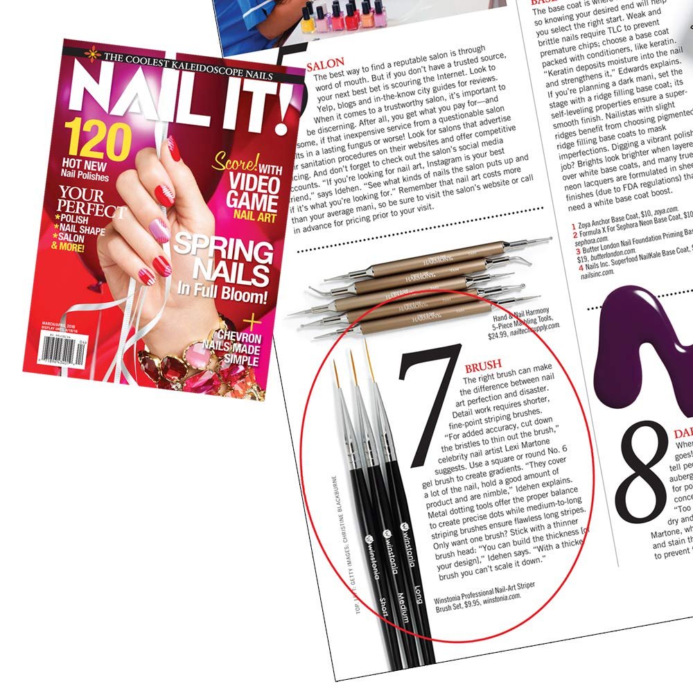 Winstonia Striping Nail Art Brushes - 3-Piece Set for Long Lines, Details & Fine Designs - görsel 11