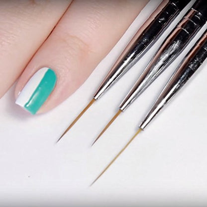 Winstonia Striping Nail Art Brushes - 3-Piece Set for Long Lines, Details & Fine Designs