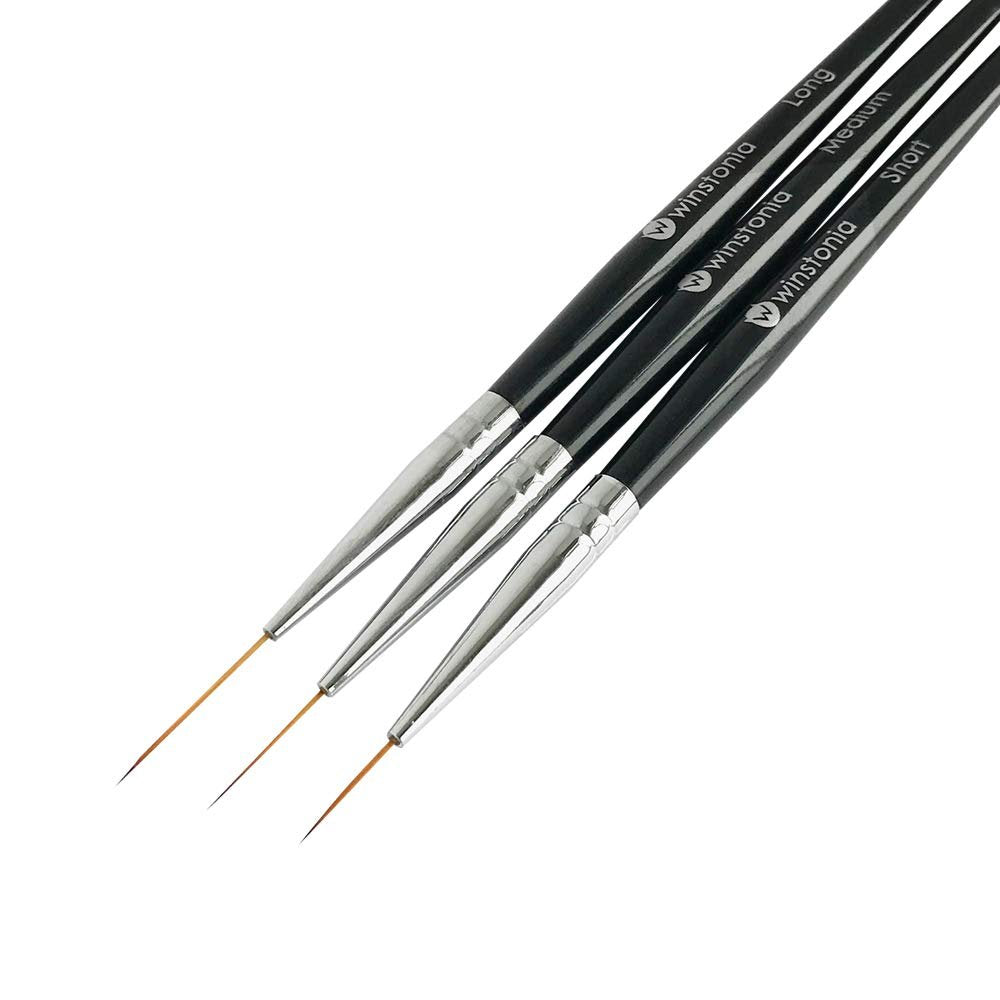 Winstonia Striping Nail Art Brushes - 3-Piece Set for Long Lines, Details & Fine Designs - görsel 1