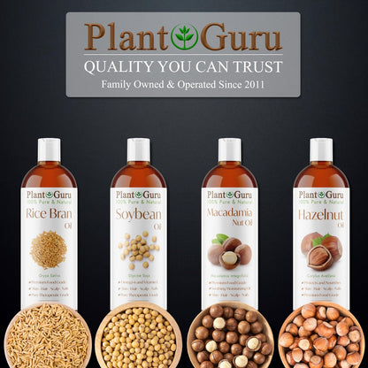 Plant Guru Rice Bran Oil 4 fl. oz. – 100% Pure & Natural Carrier Oil for Skin, Face, Body, and Hair Moisturizing. Great for DIY Creams, Lotions, and Lip Balms.