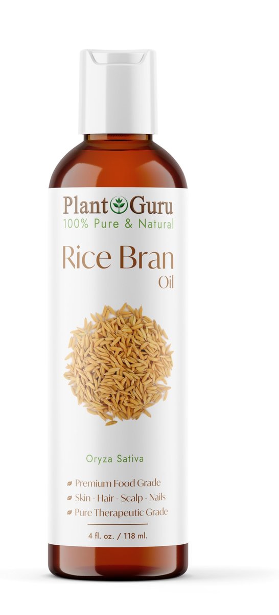 Plant Guru Rice Bran Oil 4 fl. oz. – 100% Pure & Natural Carrier Oil for Skin, Face, Body, and Hair Moisturizing. Great for DIY Creams, Lotions, and Lip Balms. - görsel 1