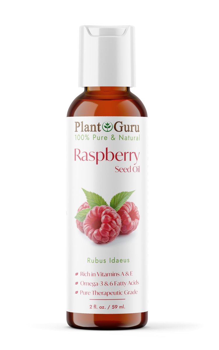 Plant Guru Red Raspberry Seed Oil 2 fl. oz. Cold Pressed Unrefined 100% Pure & Natural Carrier – Ideal for Skin, Face, Body, and Hair Moisturizer. Great for DIY Soap, Creams, Lotions, and Lip Balms. - görsel 1