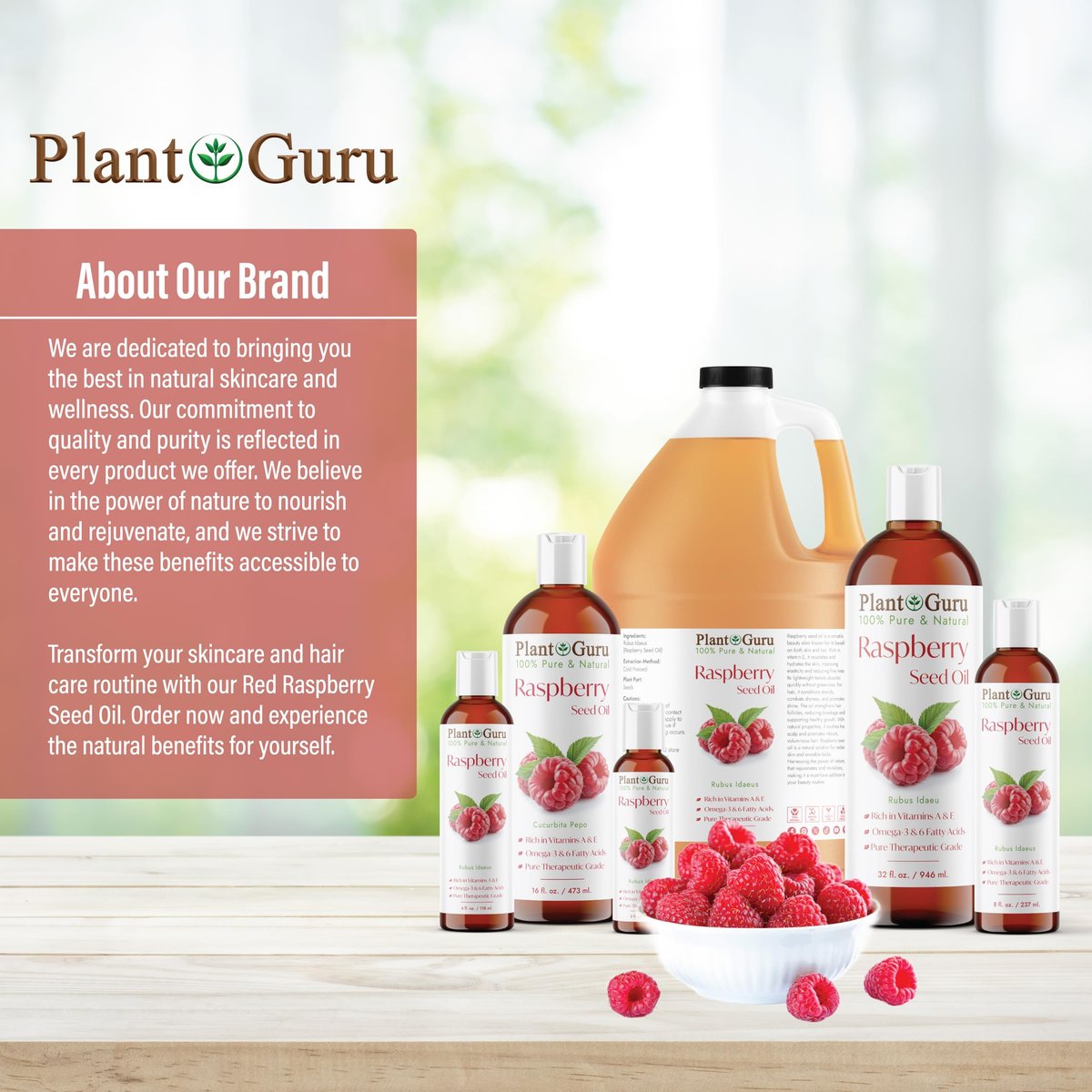 Plant Guru Red Raspberry Seed Oil 2 fl. oz. Cold Pressed Unrefined 100% Pure & Natural Carrier – Ideal for Skin, Face, Body, and Hair Moisturizer. Great for DIY Soap, Creams, Lotions, and Lip Balms. - görsel 15