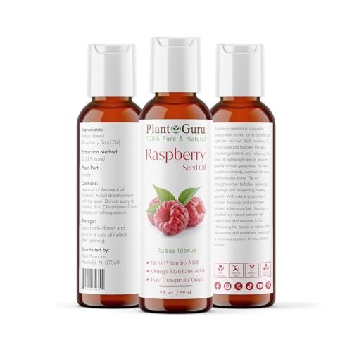 Plant Guru Red Raspberry Seed Oil 2 fl. oz. Cold Pressed Unrefined 100% Pure & Natural Carrier – Ideal for Skin, Face, Body, and Hair Moisturizer. Great for DIY Soap, Creams, Lotions, and Lip Balms. - görsel 4