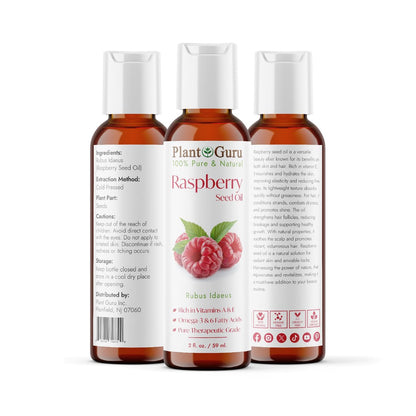 Plant Guru Red Raspberry Seed Oil 2 fl. oz. Cold Pressed Unrefined 100% Pure & Natural Carrier – Ideal for Skin, Face, Body, and Hair Moisturizer. Great for DIY Soap, Creams, Lotions, and Lip Balms.