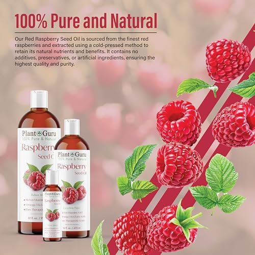 Plant Guru Red Raspberry Seed Oil 2 fl. oz. Cold Pressed Unrefined 100% Pure & Natural Carrier – Ideal for Skin, Face, Body, and Hair Moisturizer. Great for DIY Soap, Creams, Lotions, and Lip Balms. - görsel 12