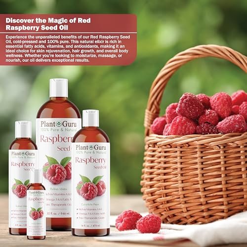 Plant Guru Red Raspberry Seed Oil 2 fl. oz. Cold Pressed Unrefined 100% Pure & Natural Carrier – Ideal for Skin, Face, Body, and Hair Moisturizer. Great for DIY Soap, Creams, Lotions, and Lip Balms. - görsel 6