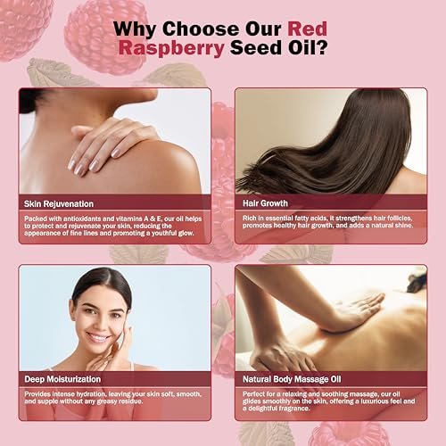 Plant Guru Red Raspberry Seed Oil 2 fl. oz. Cold Pressed Unrefined 100% Pure & Natural Carrier – Ideal for Skin, Face, Body, and Hair Moisturizer. Great for DIY Soap, Creams, Lotions, and Lip Balms. - görsel 8