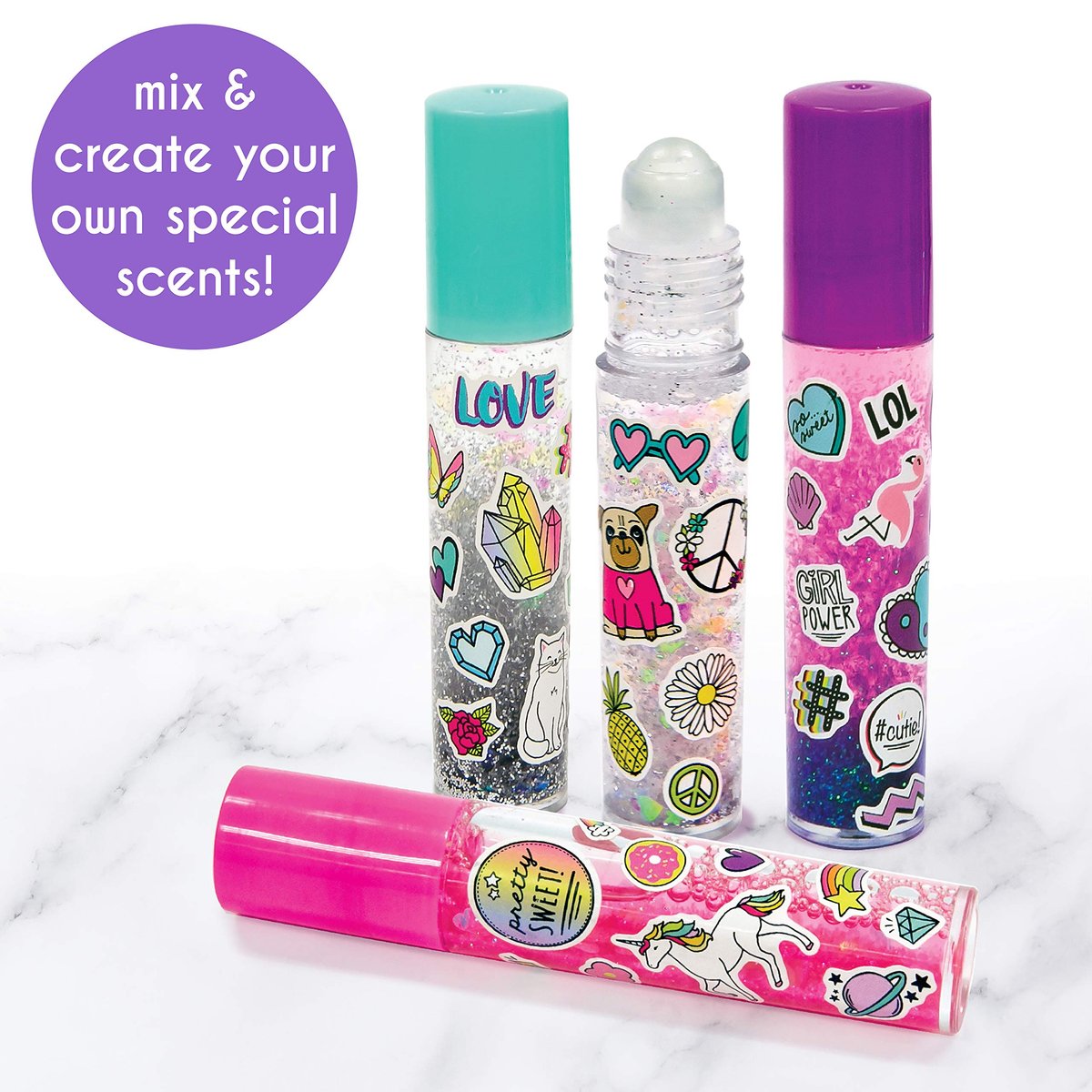 Just My Style Glitter Roller Perfume - Multi-Color DIY Craft Kit for Kids Avelisse