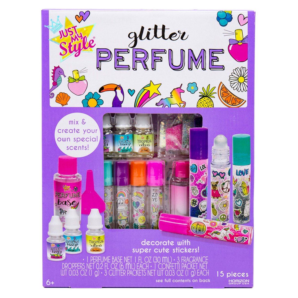 Just My Style Glitter Roller Perfume - Multi-Color DIY Craft Kit for Kids Avelisse