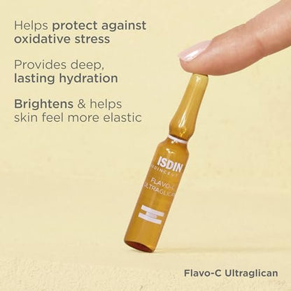ISDIN Isdinceutics Flavo-C Ultraglican Vitamin C and Hyaluronic Acid Brightening and Antioxidant Day Serum - 10 Ampoules Avelisse