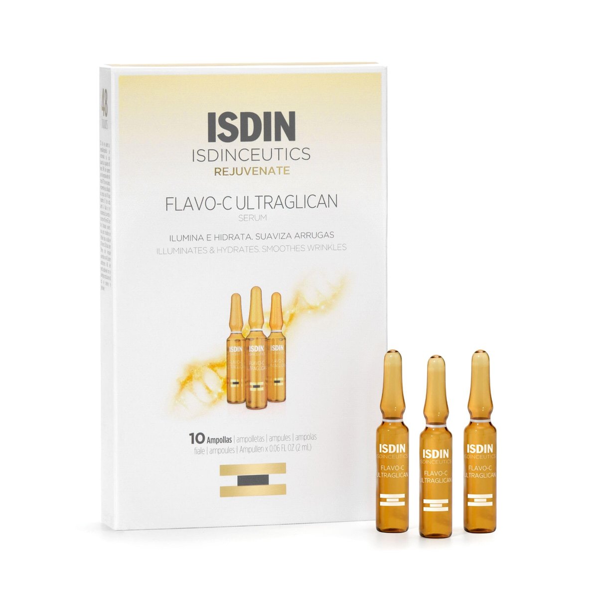 ISDIN Isdinceutics Flavo-C Ultraglican Vitamin C and Hyaluronic Acid Brightening and Antioxidant Day Serum - 10 Ampoules Avelisse