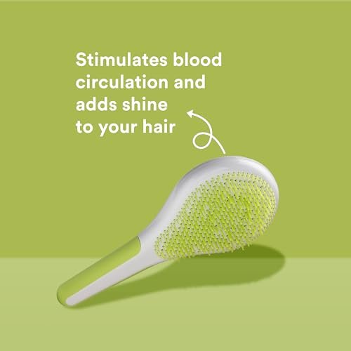 Michel Mercier Wet and Dry Hair Detangler - Soft Bristles Brush for Healthy, Shiny Hair - Green/White - Normal Hair - görsel 8