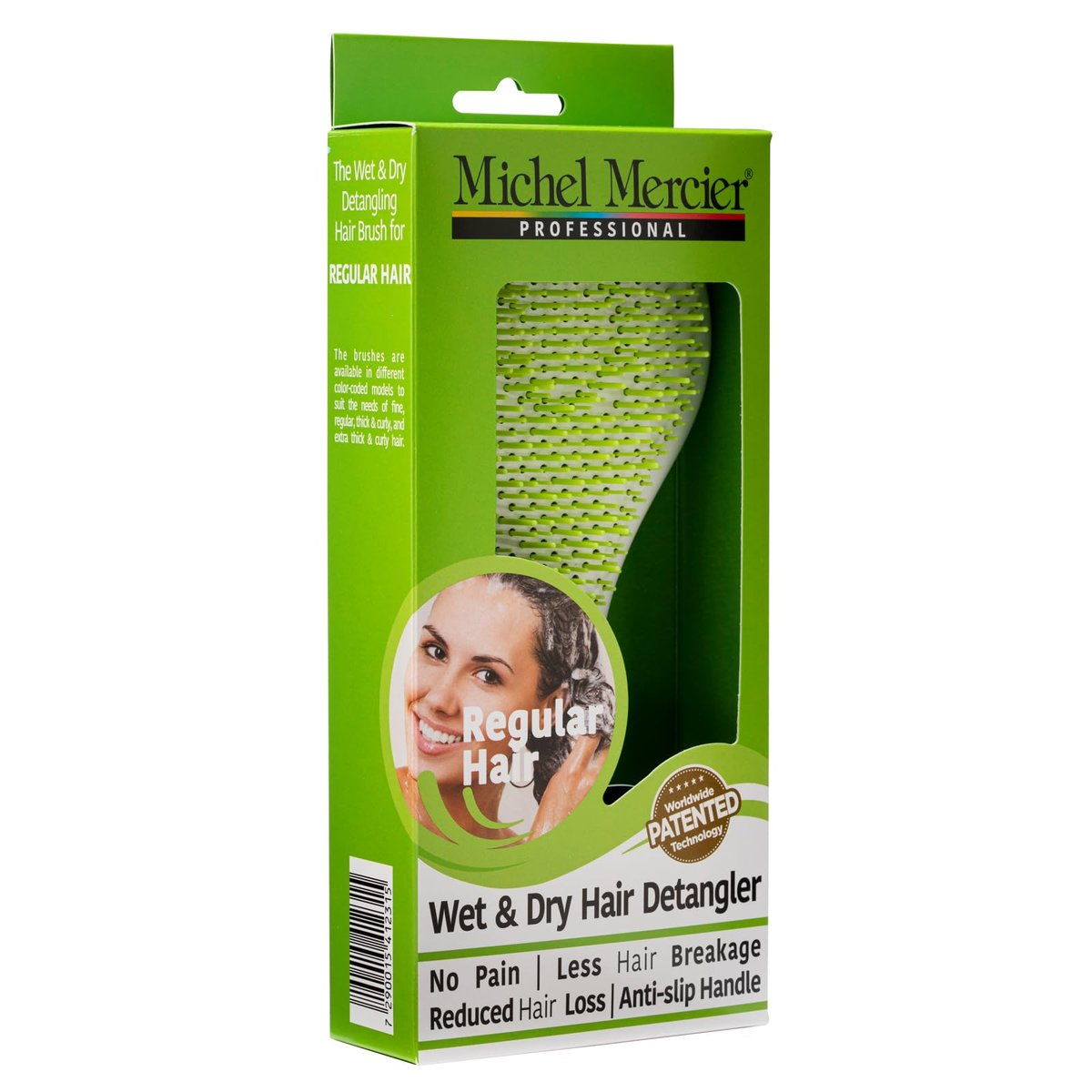 Michel Mercier Wet and Dry Hair Detangler - Soft Bristles Brush for Healthy, Shiny Hair - Green/White - Normal Hair - görsel 17