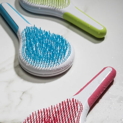 Michel Mercier Wet and Dry Hair Detangler - Soft Bristles Brush for Healthy, Shiny Hair - Green/White - Normal Hair