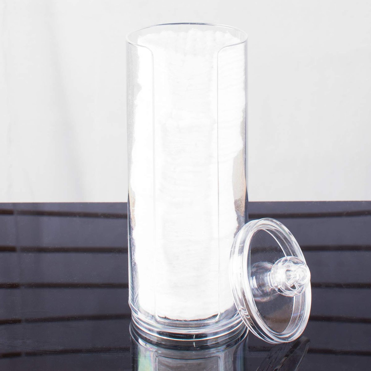Clear Acrylic Cosmetic Cotton Pad Holder - Makeup Remover Round Storage Organizer Rack - görsel 9