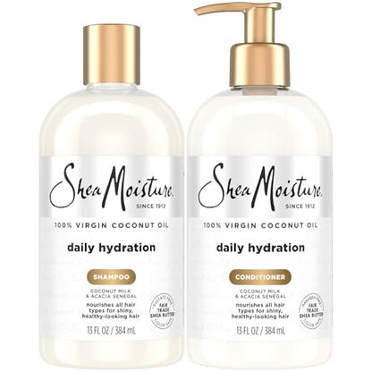 SheaMoisture Daily Hydration Shampoo & Conditioner Set with Pure Coconut Oil, 13 oz Each - Moisturizing, Sulfate-Free, Cruelty-Free Hair Care Avelisse