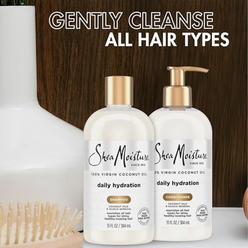 SheaMoisture Daily Hydration Shampoo & Conditioner Set with Pure Coconut Oil, 13 oz Each - Moisturizing, Sulfate-Free, Cruelty-Free Hair Care Avelisse