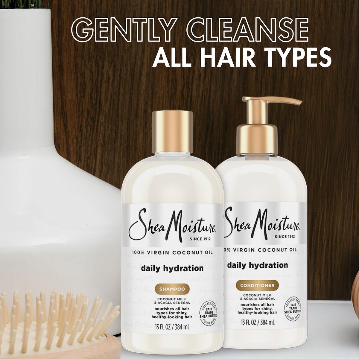 SheaMoisture Daily Hydration Shampoo & Conditioner Set with Pure Coconut Oil, 13 oz Each - Moisturizing, Sulfate-Free, Cruelty-Free Hair Care Avelisse