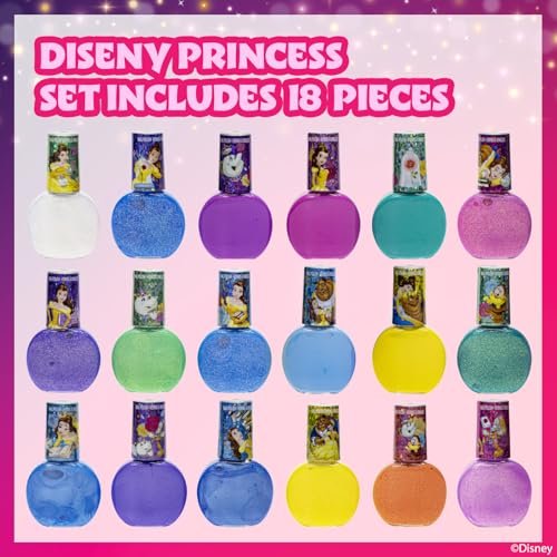 Townley Girl Disney Princess Belle 18-Piece Water-Based Nail Polish Set – Quick Dry, Peels-Off Nail Paint for Girls Ages 3+ - görsel 4