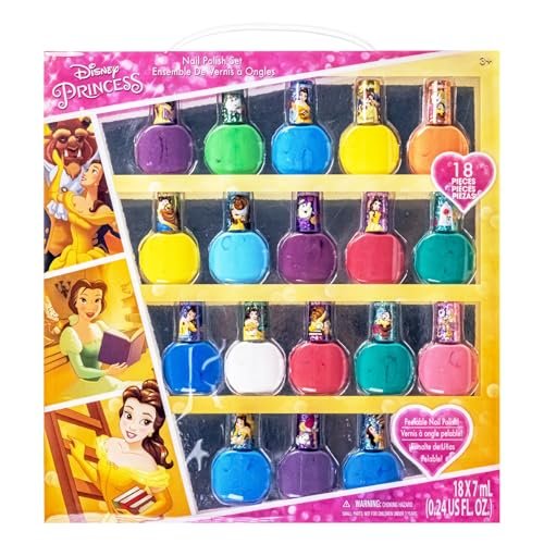 Townley Girl Disney Princess Belle 18-Piece Water-Based Nail Polish Set – Quick Dry, Peels-Off Nail Paint for Girls Ages 3+ - görsel 2