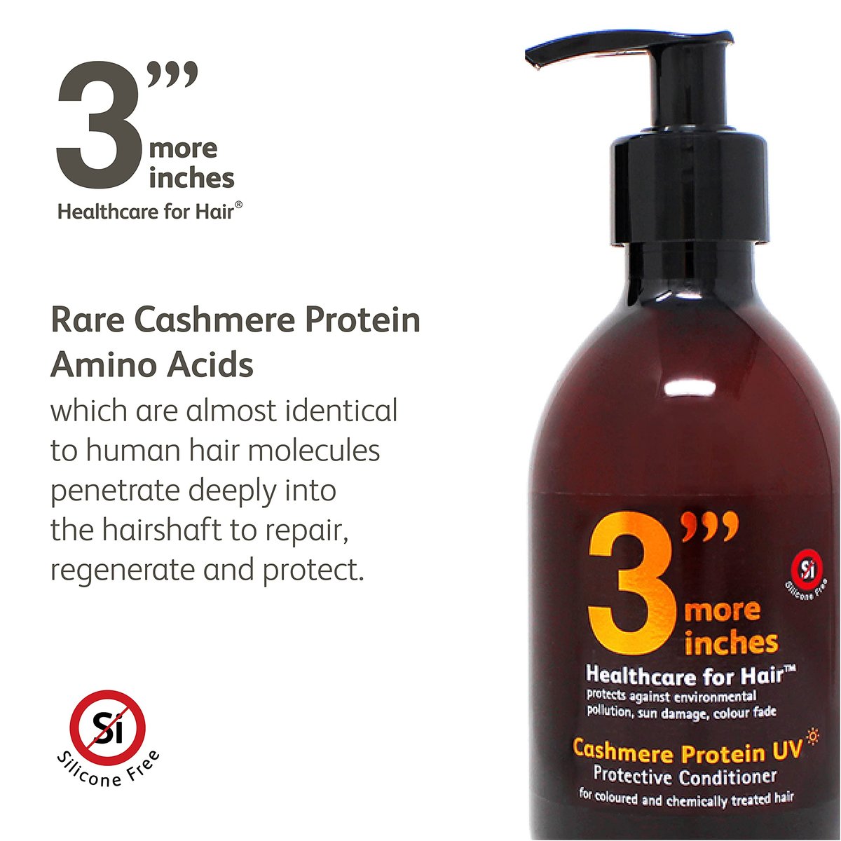 3 More Inches Cashmere Protein UV Protective Conditioner 250ml - Restoring & Strengthening Conditioner - Color Protective - Silicone Free - With Protein Amino Acids - Hair Care by Michael Van Clarke - görsel 3