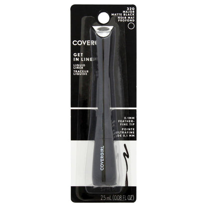 COVERGIRL Get In Line Liquid Eyeliner - Black Crystal, Long Lasting, Feather-Fine Tip, Quick-Dry, 0.08 oz