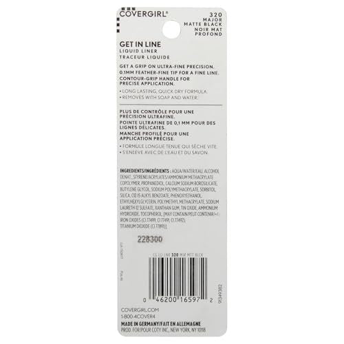 COVERGIRL Get In Line Liquid Eyeliner - Black Crystal, Long Lasting, Feather-Fine Tip, Quick-Dry, 0.08 oz - görsel 4