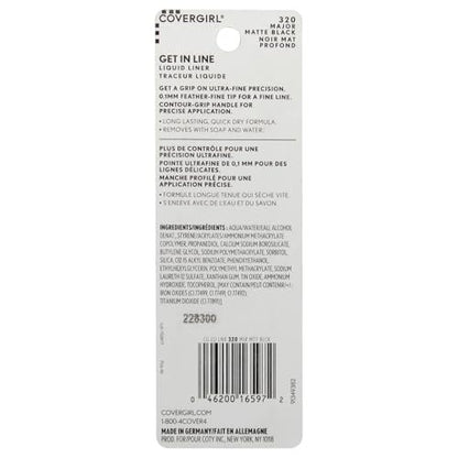 COVERGIRL Get In Line Liquid Eyeliner - Black Crystal, Long Lasting, Feather-Fine Tip, Quick-Dry, 0.08 oz