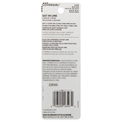 COVERGIRL Get In Line Liquid Eyeliner - Black Crystal, Long Lasting, Feather-Fine Tip, Quick-Dry, 0.08 oz