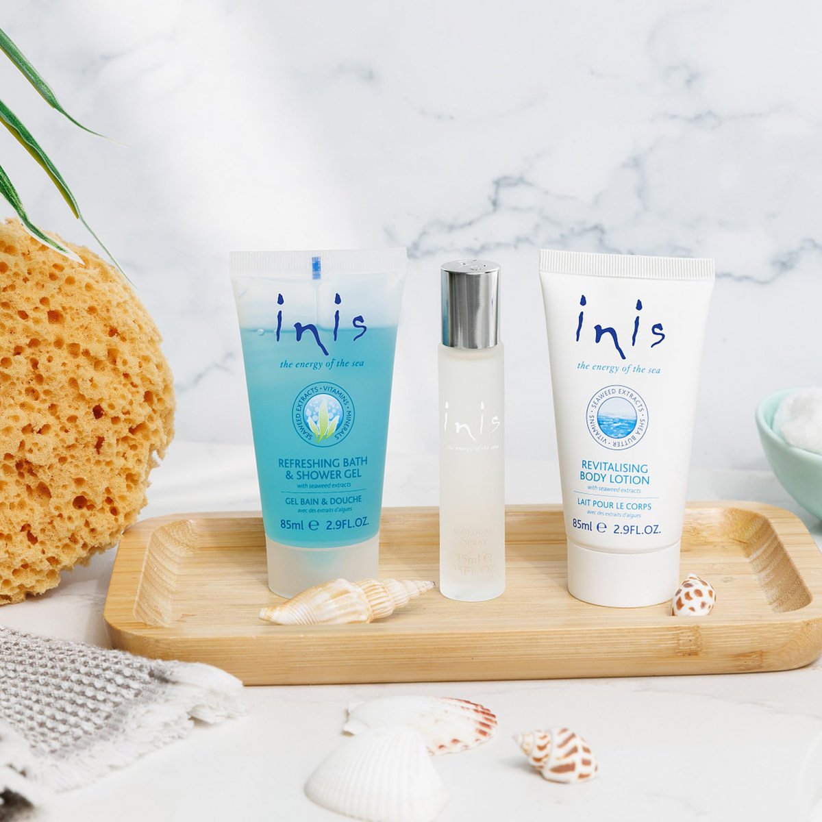 Inis the Energy of the Sea Trio Gift Set - Travel Size Mini Cologne, Body Lotion & Bath Gel, Unisex Ocean Fresh Fragrance Avelisse