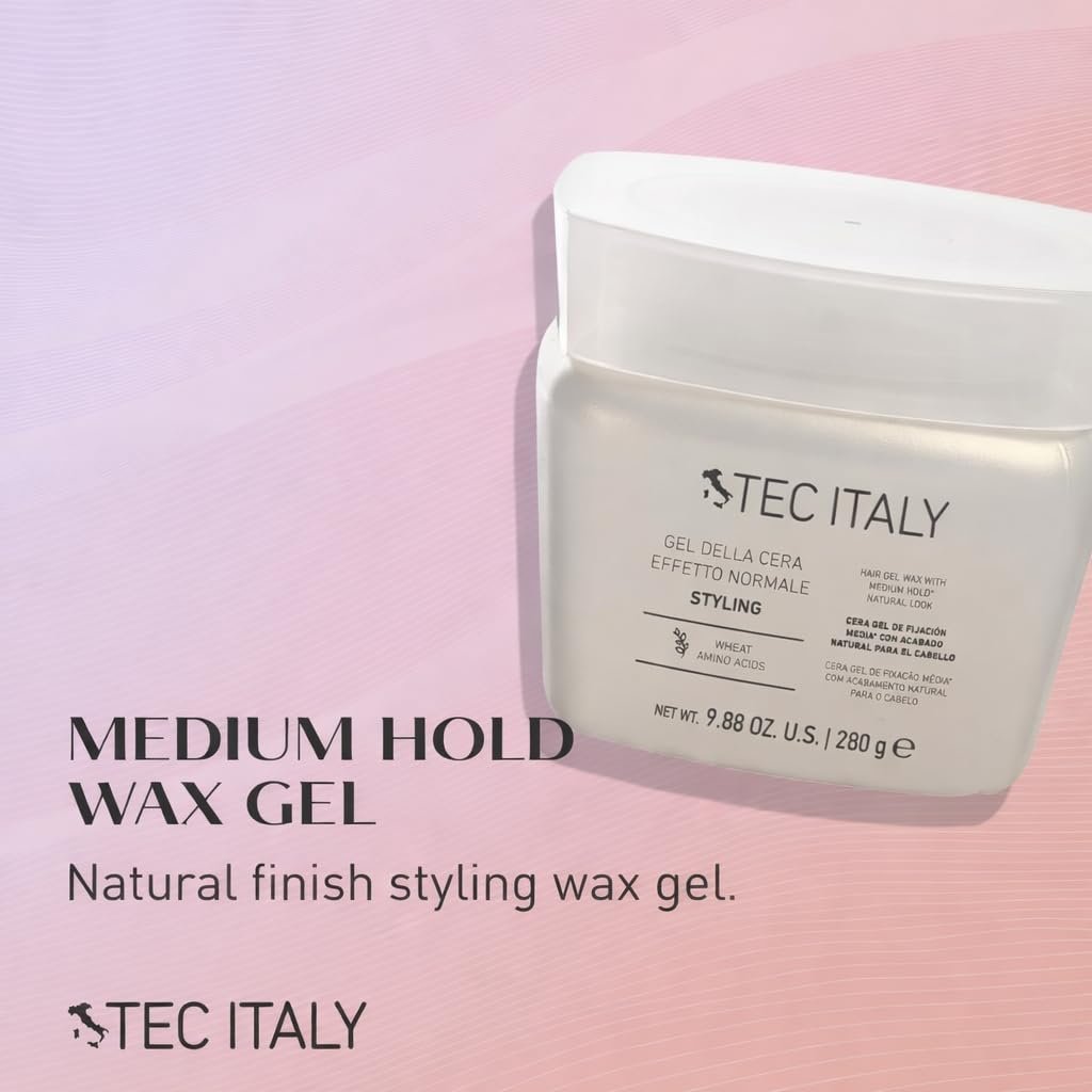 Tec Italy Gel Dela Cera Effetto Normale - Medium Hold Hair Gel for All Hair Types, Natural Finish with Shine & Definition, 9.88 oz (280 g) Avelisse